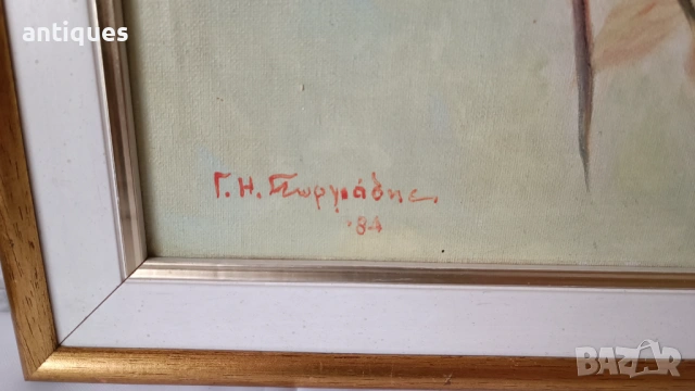 Картина "Flowers" - масло върху платно - 49/38см, снимка 6 - Антикварни и старинни предмети - 53958022