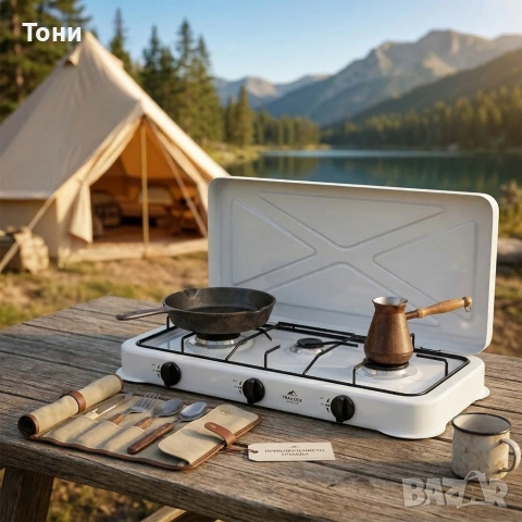 Газов къмпинг котлон с 3 горелки, включен маркуч 1.5м и регулатор 50mbar, снимка 7 - Котлони - 54142299