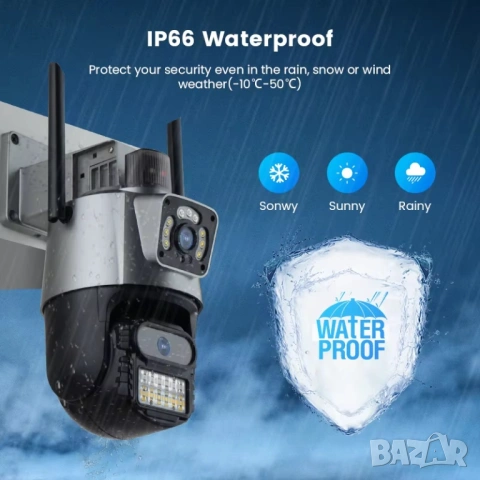 Двойна IP WiFi камера 6MP с 2 лещи, въртяща се, нощно виждане, ICSee, снимка 4 - IP камери - 54025524