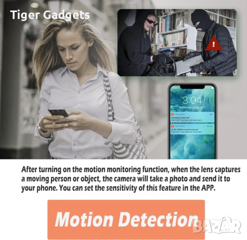 Скрита камера в рамка за снимка WiFi 1080P наблюдение motion detection, снимка 5 - Камери - 54189784