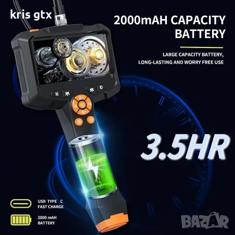 Индустриална ендоскопска камера 8mm дължина 15m IP67 4.3in Screen 8 LEDs Waterproof, снимка 11 - Аксесоари и консумативи - 55480320
