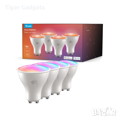Комплект 4 броя смарт LED крушки Govee H600D GU10 RGBWW