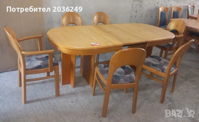 Комплект масивна разтегателна маса-Автомат с 6 стола, снимка 5 - Маси - 55093059
