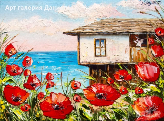 Летен пейзаж с море и цветя - Безвремие край морето