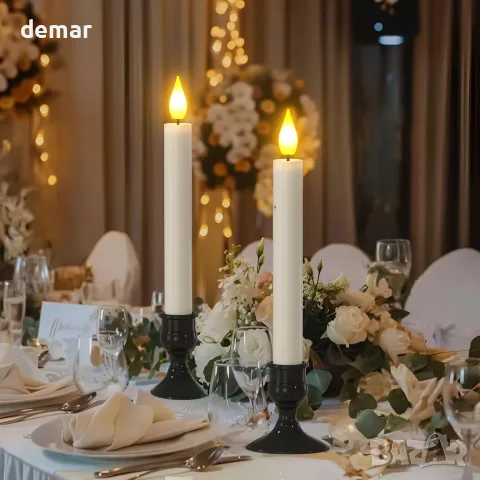 PChero LED конусовидни свещи със сензор от здрач до зори, 10 бр. безпламъчни с батерии, снимка 8 - Свещи и свещници (декоративни) - 55637632