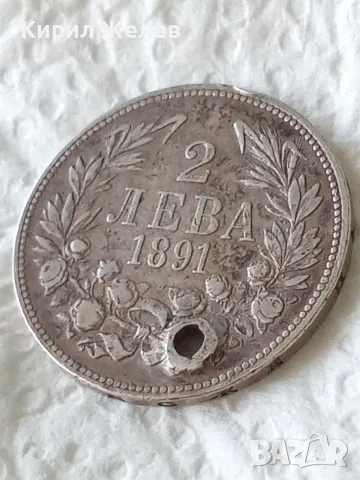 Българска сребърна монета от 2 лева 1891 година 52392, снимка 3 - Нумизматика и бонистика - 55326405