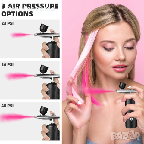 Комплект аерограф с компресор - акумулаторен преносим комплект аерограф с високо налягане, снимка 5 - Други - 54158422