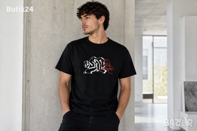 Мъжка тениска Off-White (Virgil Abloh) — черна с  голямо „Arrows" лого на гърба, regular fit