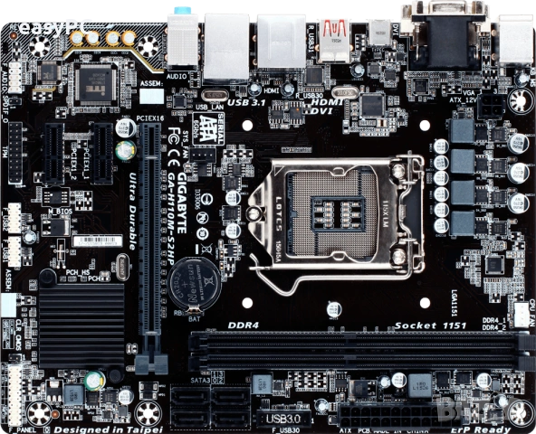 Дънна платка Gigabyte H110M-S2HP socket 1151 + CPU Intel Pentium G3250, снимка 6 - Дънни платки - 54781204