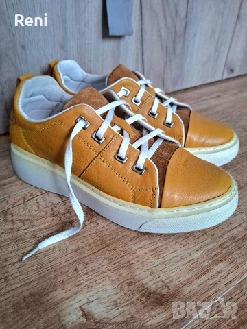 Кецове ест. кожа, горчица, снимка 2 - Кецове - 53999332