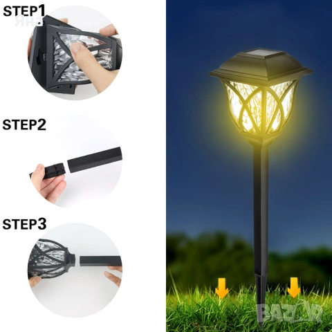 Соларни градински лампи в два размера 32см и 44см за вашата градина, соларна градинска лампа, снимка 11 - Соларни лампи - 54195069