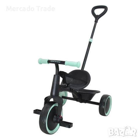 Детска триколка 2 в 1 Mercado Trade, Със защитен колан, Черно-Зелен