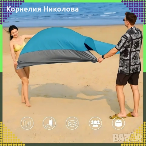 Голямо водоустойчиво плажно одеяло - Постелка за пикник подходяща за цялото семейство, 210 x 200 см, снимка 7 - Други - 54189565