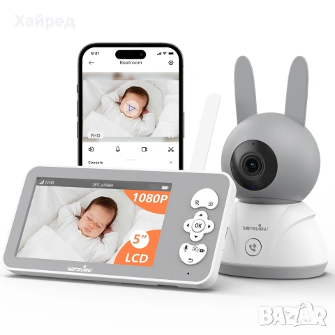 Wansview V1 Видео Бебефон 5” LCD, 1080P, Нощно Виждане, Двупосочно Аудио