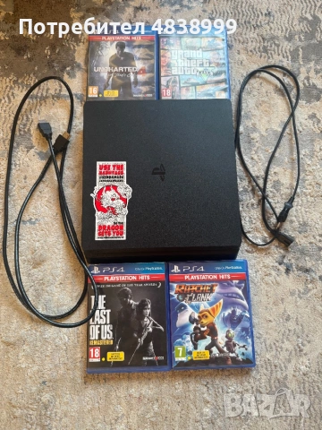 PlayStation 4 Slim  с 4 игри и джойстик