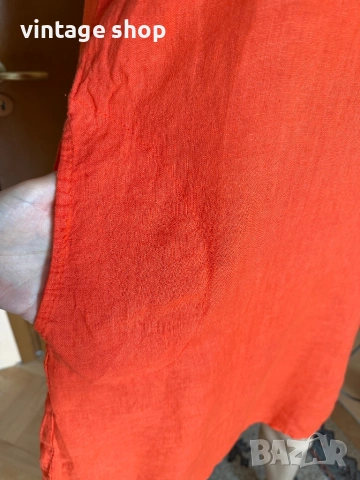 Ленена рокля Esvivid в наситен оранжев цвят, размер М/ малко L, снимка 2 - Рокли - 53955538