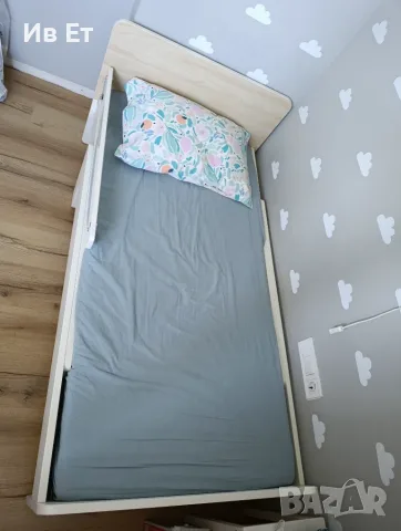 Детско разтегателно легло IKEA SLAKT с включена подматрачна рамка и матрак + подарък преграда, снимка 3 - Мебели за детската стая - 55680379