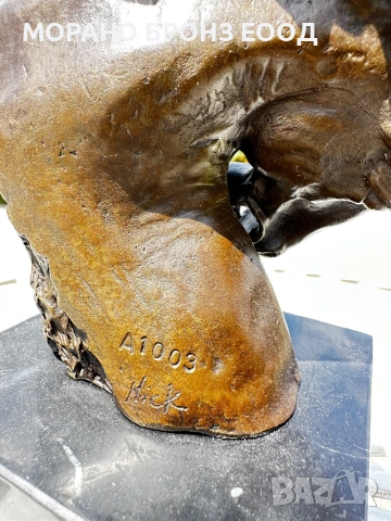 Колекционерска бронзова пластика – Конска глава – „JB Bronze Garanti Paris, снимка 3 - Антикварни и старинни предмети - 54616381