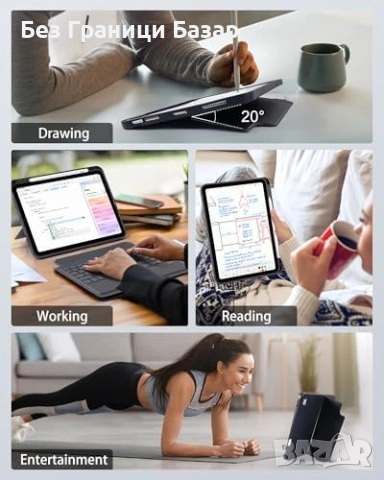 Нов Калъф с клавиатура за iPad 10th Gen A16 2025, тъчпад, RGB, UK layout Кейс таблет Айпад, снимка 8 - Друга електроника - 54724180