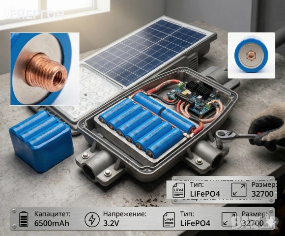 LiFePO4 Батерия 32700 6500mAh 3.2V за градинска лампа резервна част 32650 соларна лампа градиснки ос