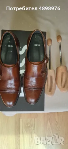 Мъжки обувки Hugo Boss Монк с 2 каторами размер 41 + дървени обтегачи, снимка 4 - Официални обувки - 55428655