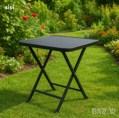 Сгъваема маса Muhler, със стъклен плот, снимка 2 - Маси - 54308143