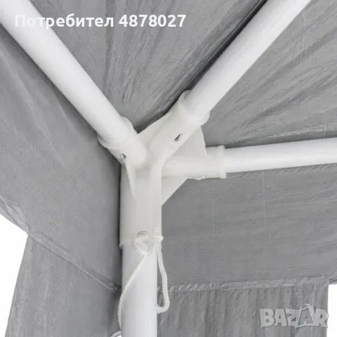 Градински PVC Павилион 3x3 м Сив – Водоустойчива Шатра с Прозорци и Странични Стени, снимка 4 - Градински мебели, декорация  - 55483112