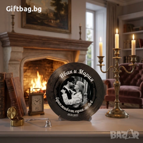 Персонализирана дървена плоча „Black & Gold Romance“, снимка 4 - Декорация за дома - 54316118