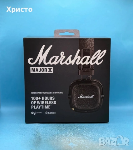 НОВО!!! Слушалки On-Ear Marshall Major V, Wireless, Bluetooth, 100 часа живот на батерията, Черни 