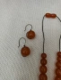Стар руски кехлибарен гердан с кръгли,плътни зърна и обеци кехлибар и сребро ,50 грама, снимка 2