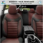 Луксозна тапицерия OTOM текстил с еко кожа LINE Design – Черна с червен шев, снимка 3