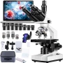 Професионален Тринокулярен Микроскоп Woehrsh 40X-5000X, Лабораторен Клас с HD USB Дигитална Камера, снимка 15