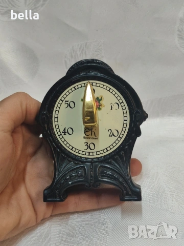 Антикварен чугунен Швейцарски Кухненски Таймер Арт Деко – Марка "EH Switzerland", снимка 3 - Антикварни и старинни предмети - 54112937