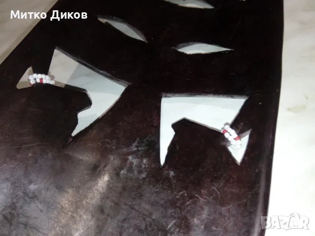Дървени маски абанос на Масаи Кения трибал семейство 32см и друга 25х14см двуцветни като нови, снимка 4 - Декорация за дома - 55565288