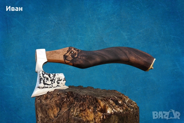 Продавам ръчно изработен комплект брадва и дъска за рязане , снимка 2 - Ножове - 54213351