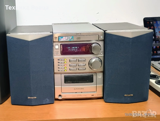 Аудио система AIWA. Made in Japan. Чудесен звук.  Изпращам видео. , снимка 4 - Аудиосистеми - 54560567