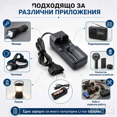 Универсално зарядно за батерии 18650 26650 16340 и 14500 с LED индикатор, снимка 4 - Други инструменти - 29157897