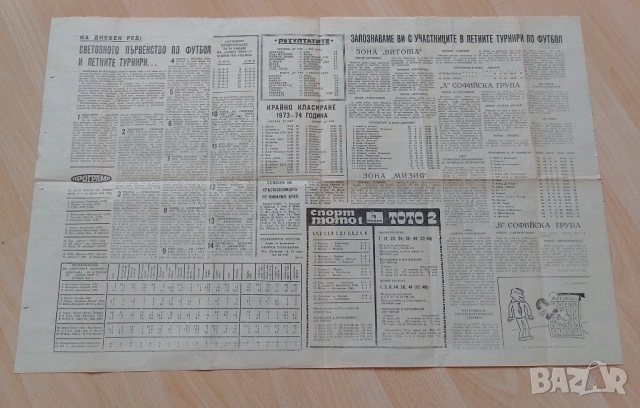 вестник спорт тото за СП по футбол 1974г, снимка 2 - Антикварни и старинни предмети - 54038567