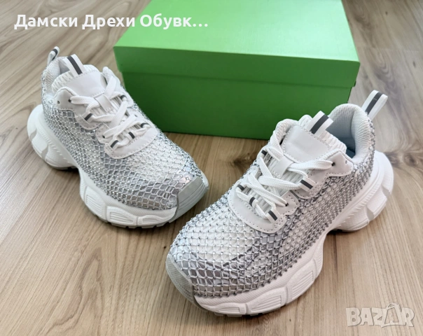 Дамски бели маратонки с камъни , снимка 8 - Маратонки - 55144653