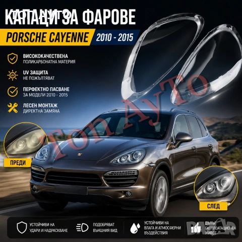 Стъкла Капаци Порше Cayenne Porsche 2010 - 2015 Стъкла Фарове