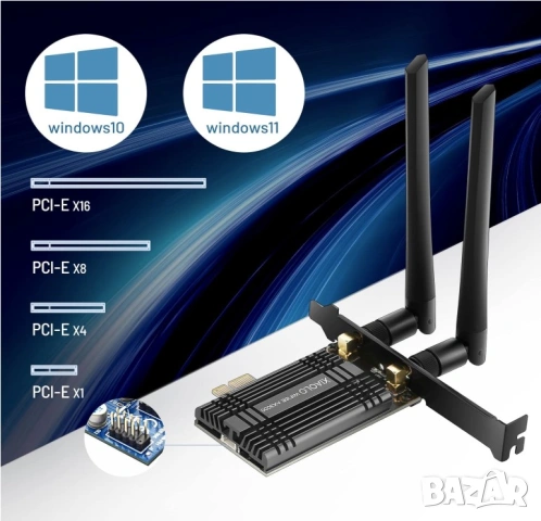 PCIe WiFi карта за компютър WiFi 6E с Bluetooth 5.2, снимка 3 - Други - 54734993