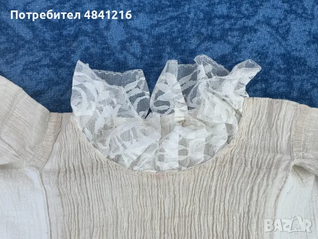 2 бр. традиционни ризи - кенарена риза с червени декоративни ивици и бяла дантелена, снимка 3 - Ризи - 55606510