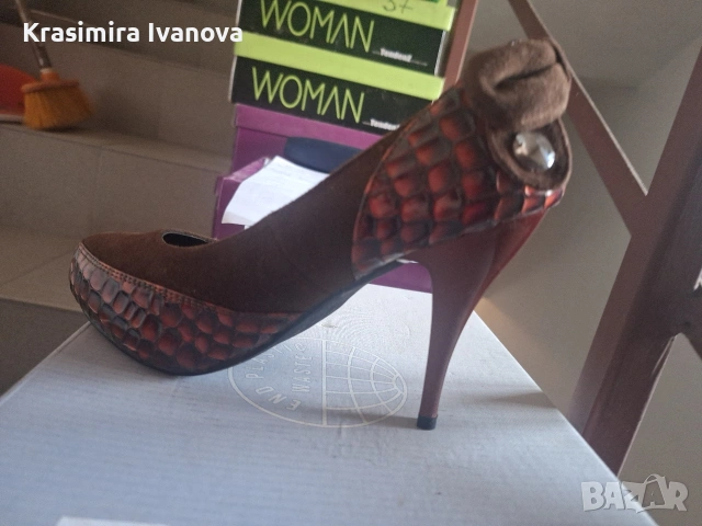 нови обувки Мегияс набук кафе, снимка 2 - Дамски обувки на ток - 54161046