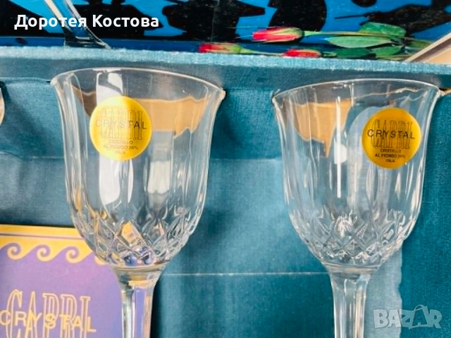 Красиви нови кристални чаши от Италия в кутия, за аперитив или ракия, снимка 3 - Антикварни и старинни предмети - 54993116