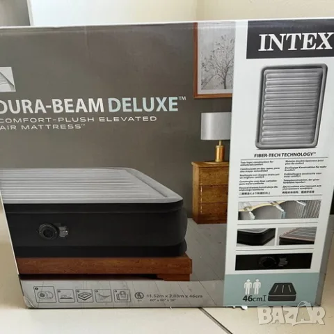 Intex Dura-Beam Двуспален Въздушен Матрак с Вградена Електрическа Помпа