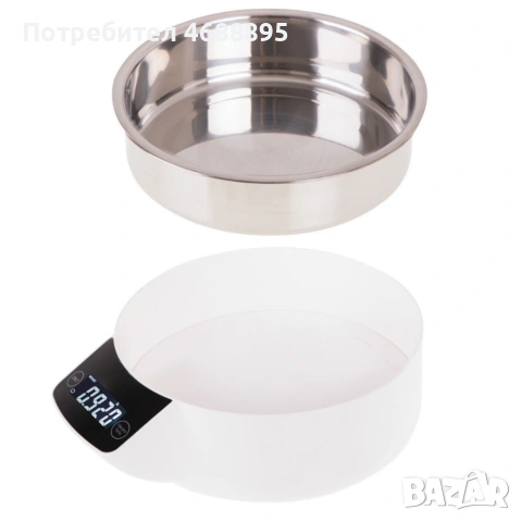 Дигитална кухненска везна до 5 кг – LCD дисплей, купа от неръждаема стомана и ТАРА функция, снимка 3 - Други стоки за дома - 54491141