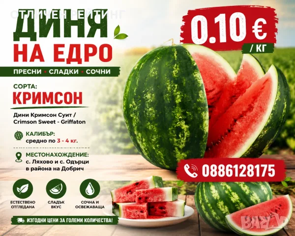 Диня на едро - 0.10€ от Производител, Кримсон Суит