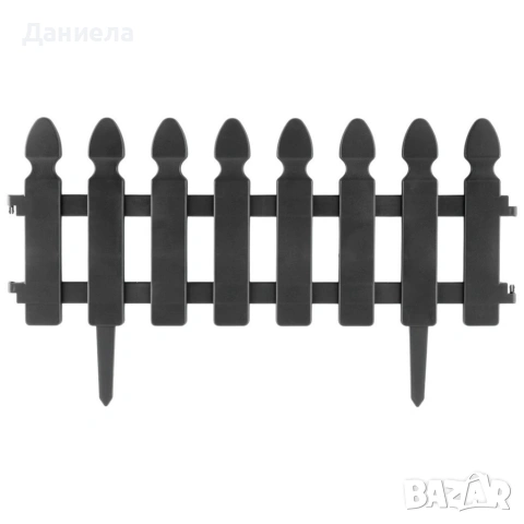 Градинска декоративна ограда, 4 части, 49x21 см, UV устойчива пластмаса, сива, снимка 11 - Декорация за дома - 54779619