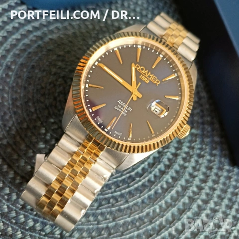 Часовник Roamer, Swiss Made, сапфир, 100м, чисто нов, bi-color, снимка 4 - Мъжки - 54244539