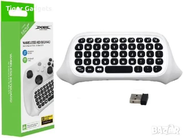Безжична QWERTY клавиатура DOBE 2.4G за Xbox One S, Xbox Series X и Series S, Бяла